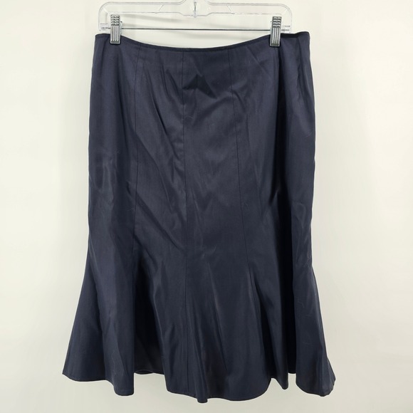 Doncaster Dresses & Skirts - Doncaster Trumpet Skirt Womens 12 Navy Blue Wool Blend Paneled Midi Flared Hem